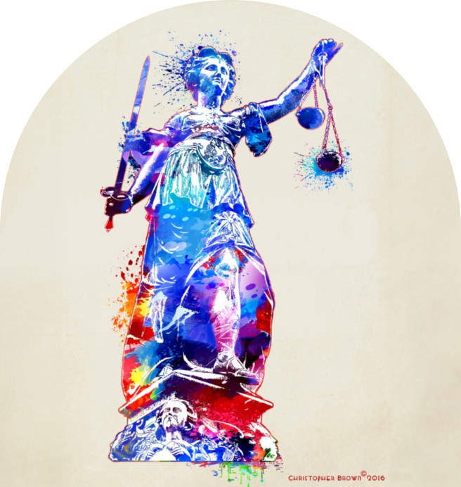 artistic watercolor of lady of justice